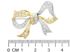 Multi Gold Bow Brooch with Diamonds