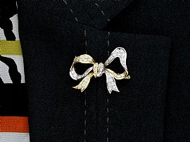 Wearing Image for Multi Gold Bow Brooch with Diamonds