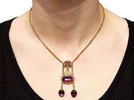Wearing Image for Victorian Amethyst Drop Necklace