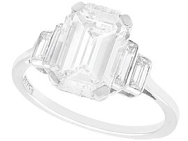 4.02 ct Diamond and Platinum Solitaire Ring - Art Deco - Antique Circa 1935