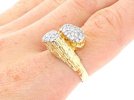 Retro Gold and Diamond Ring Close Up 
