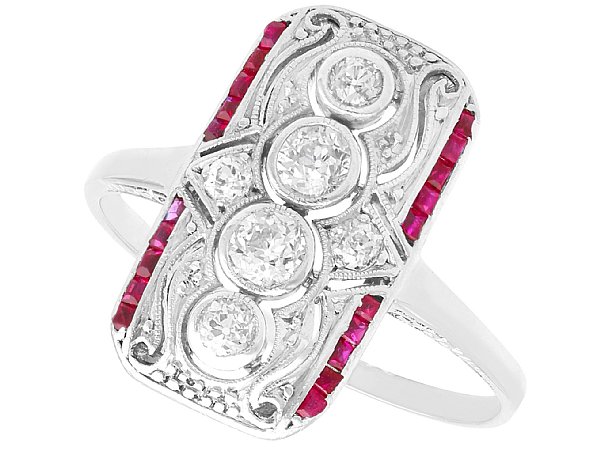 Diamond and Ruby Dress Ring White Gold
