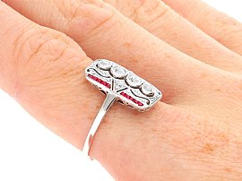 Diamond and Ruby Dress Ring White Gold On hand