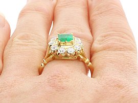 Vintage Emerald Ring on the Hand