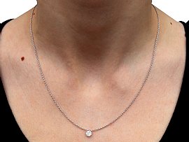 Wearing Image for Diamond Solitaire Necklace in White Gold