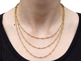 Wearing Image for Antique Victorian Yellow Gold Chain