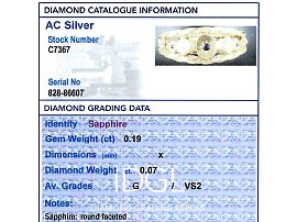 Antique Sapphire and Diamond Bangle Bracelet Grading Card