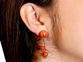 Wearing Image for Antique Coral Earrings in the UK