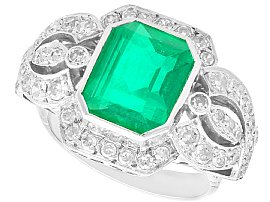 Vintage 4.85ct Emerald and 1.80ct Diamond, 9ct Gold Cocktail Ring