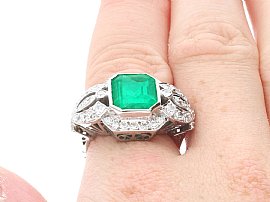 Emerald and Diamond Ring Being Worn