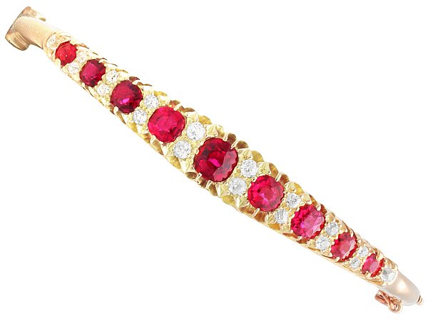 Antique Ruby and Diamond Gold Bangle