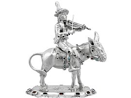Austro-Hungarian Silver Musician and Donkey Table Ornament - Antique Circa 1895