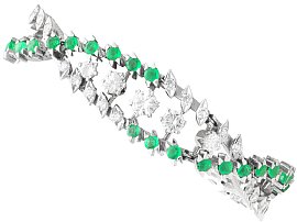 3.80ct Emerald and 3.92ct Diamond, 18ct White Gold Bracelet - Vintage Circa 1965