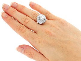 White Gold Cluster Diamond Ring On Hand
