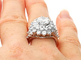 White Gold Cluster Diamond Ring wearing