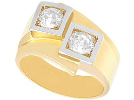 Two Stone Diamond and 18ct Yellow Gold Dress Ring - Art Deco