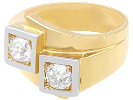 AntiqueTwo Stone Diamond Ring Yellow Gold for Sale