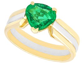 Vintage Pear Shaped 1.02 ct Emerald Ring in Gold & Platinum