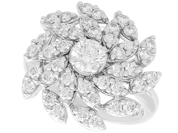 Large Diamond Cluster Ring in Platinum 