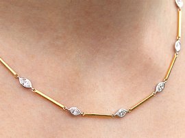 Wearing Image for Vintage Gold and Diamond Necklace