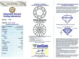 2.49 Carat Diamond Trilogy Ring Certificate