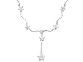 Vintage 1.30 ct Diamond Floral Necklace in 18 ct White Gold