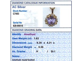 Independent Grading Card for Amethyst Pendant