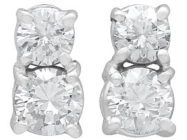 0.84ct Diamond and 12ct White Gold Stud Earrings - Vintage Circa 1990