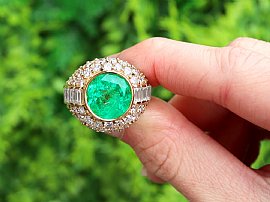 Emerald and Diamond Bombe Ring