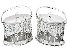 Antique Sterling Silver and Glass Serving Preserve Baskets