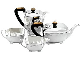 Sterling Silver Four Piece Tea and Coffee Service - Art Deco Style - Vintage (1967)