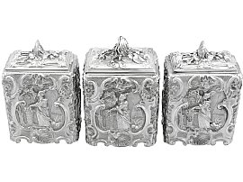 Set of Three Sterling Silver Tea Caddies