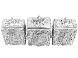 Set of Three Sterling Silver Tea Caddies