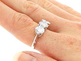 Wearing 1950s Three Stone Diamond Ring