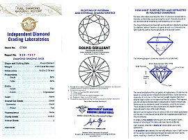 1950s Three Stone Diamond Ring for Sale Certificate