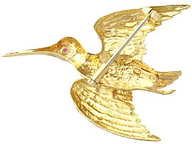 Back of Vintage Bird Brooch in Gold for Sale