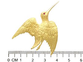 Size of Vintage Bird Brooch in Gold for Sale