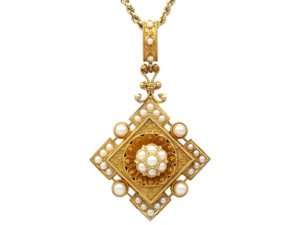 Antique Pearl Pendant 18k Gold for Sale