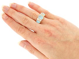 Wearing Image for Three Stone Opal Gold Ring