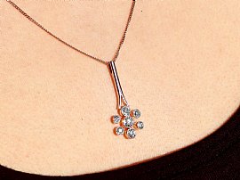 Wearing Image for Platinum Diamond Pendant Necklace Antique