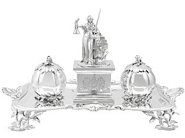 Sterling Silver Inkstand / Desk Standish - Antique Victorian (1840); C7533