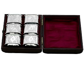 Sterling Silver Numbered Napkin Rings Set of Six - Aesthetic Style - Antique Victorian (1880)