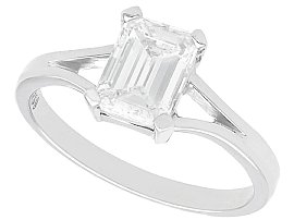 Vintage Emerald Cut 1.21 ct Diamond Engagement Ring in White Gold