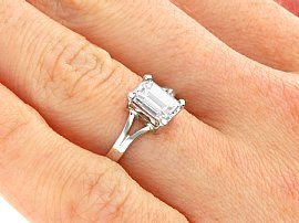 Emerald Cut Diamond Engagement Ring UK On Hand