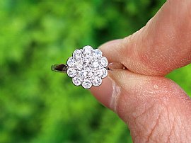 1920s Floral Diamond Cluster Ring Outside