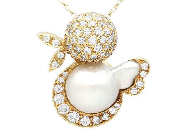 Gold and Blister Pearl Pendant with Diamonds