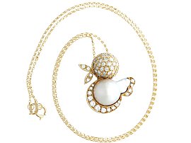 Gold and Pearl Pendant with Diamonds