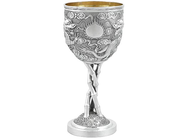 19th Century Chinese Silver Wine Goblet