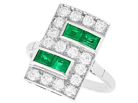Art Deco Emerald and 1.12ct Diamond Ring