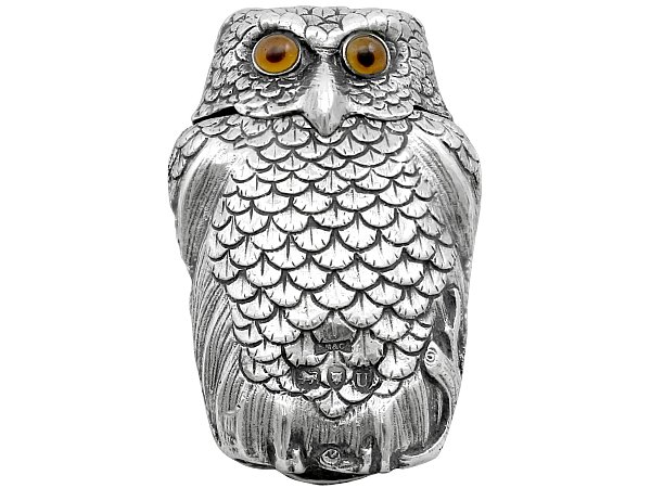 Sterling SIlver Owl Vesta Case